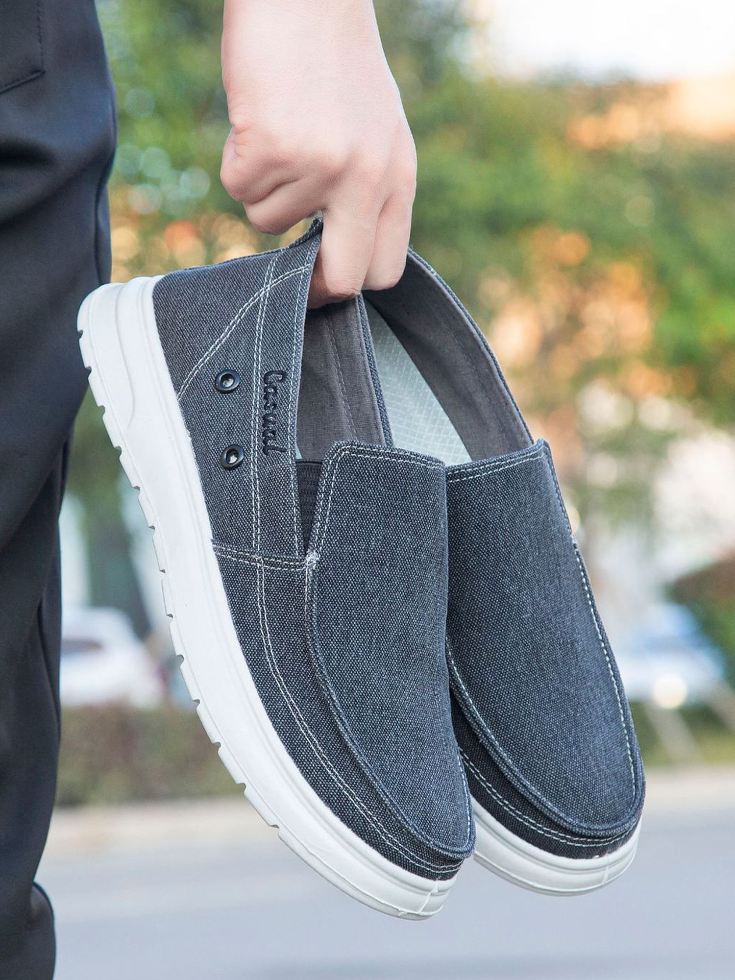 Crocowalk Men's Loafers Slip on Sneakers Casual Canvas Shoes Comfort Walking Sneakers